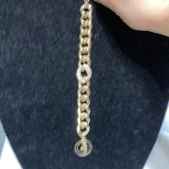 Pretty sparkly Victorias Secret Crystal Chunky Gold tone Curb Chain Bracelet - Picture 7 of 14